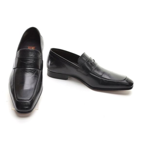 Men Mezlan 16097 Black Leather Penny Loafers 7 M New - Picture 2 of 8